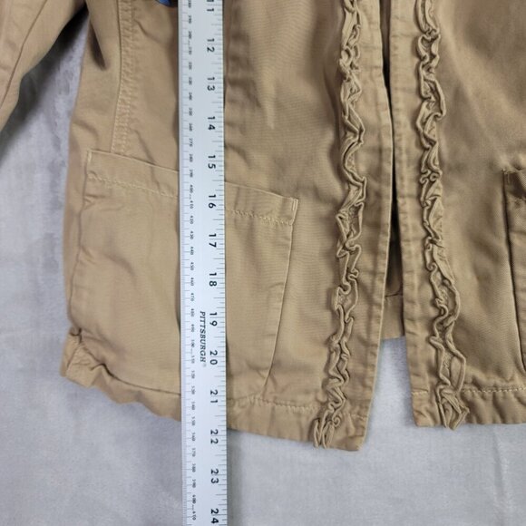J. Crew Tan Ruffle Trim Classic Twill Chino Women's Jacket | Size 8 - Picture 8 of 11